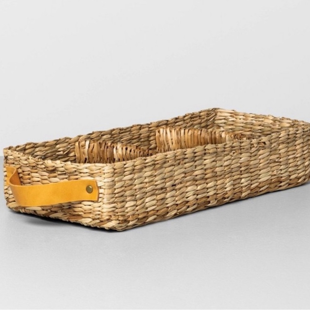 HEARTH & HAND NEW 3 compartment woven tank tray basket